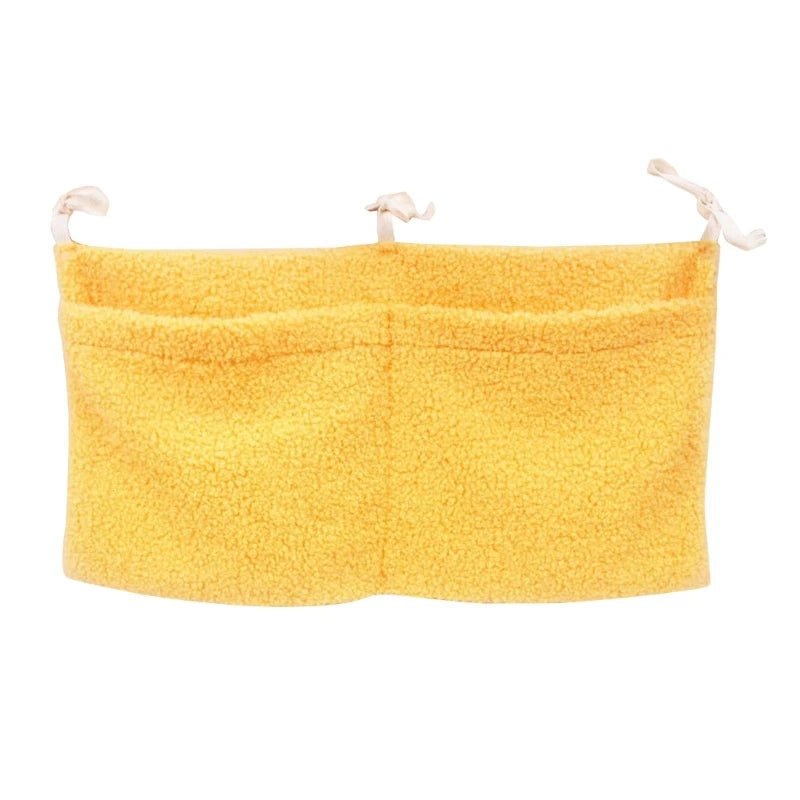 Plush Baby Crib Hanging Storage Organizer with Double Pockets