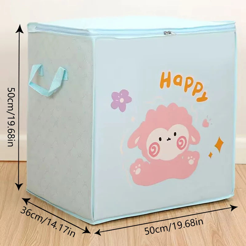 Foldable Kids’ Toy Storage Basket – Felt Fabric Organizer with Cartoon Animal Designs