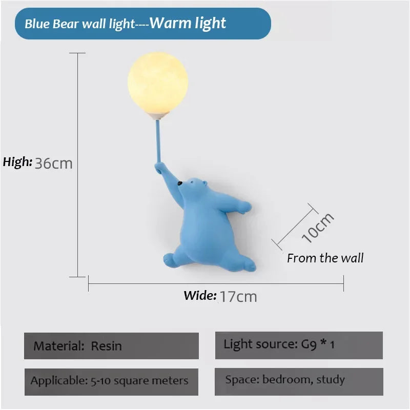 Cartoon Polar Bear LED Wall Lamp – Cute Night Light for Kids’ Bedroom & Nursery