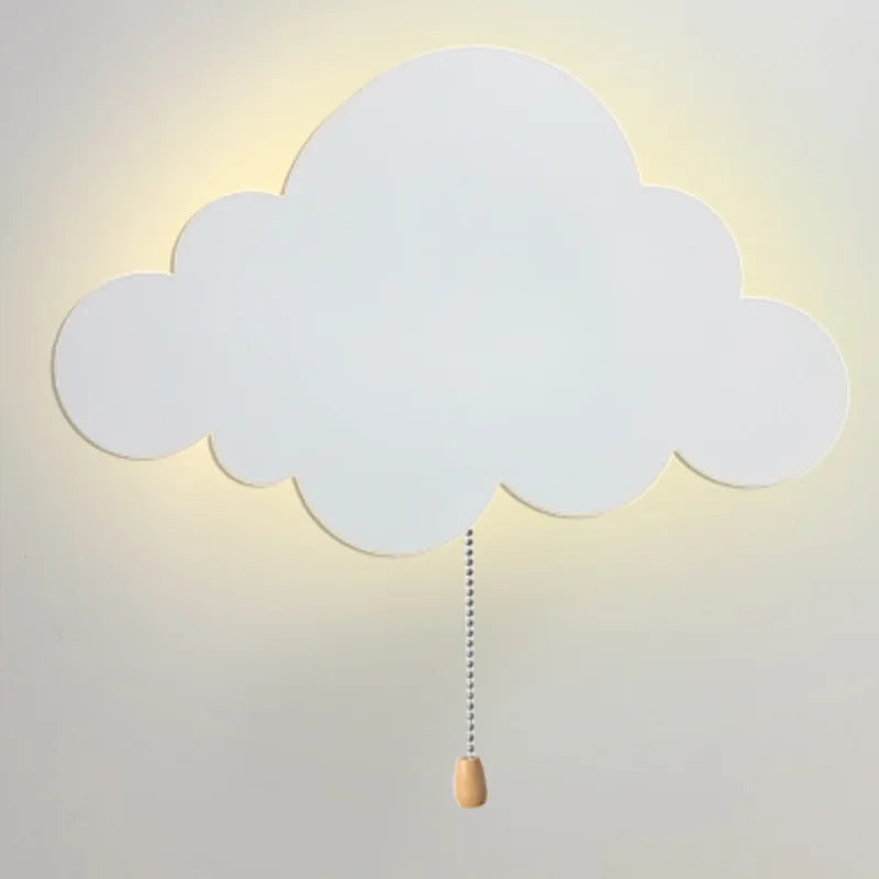 Cartoon Moon & Cloud LED Wall Lamp – Wireless Bedside Light for Kids’ Room