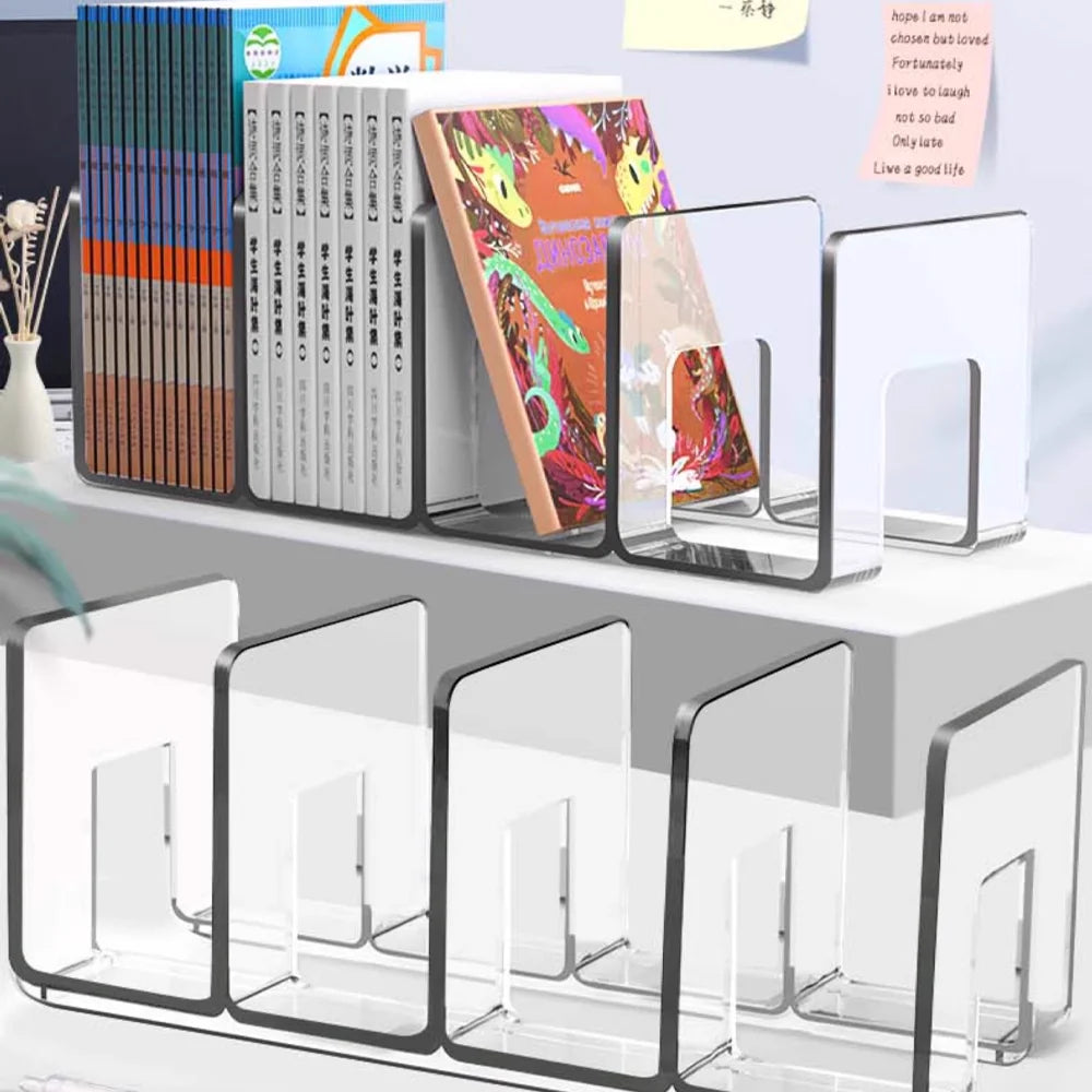 Transparent Acrylic Bookstand – Kids’ Room Desktop Organizer for Books & School Supplies