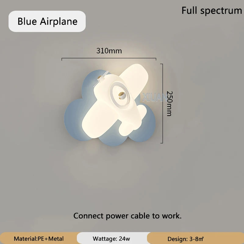 Airplane LED Wall Lamp – Modern & Cute Night Light for Children’s Bedroom