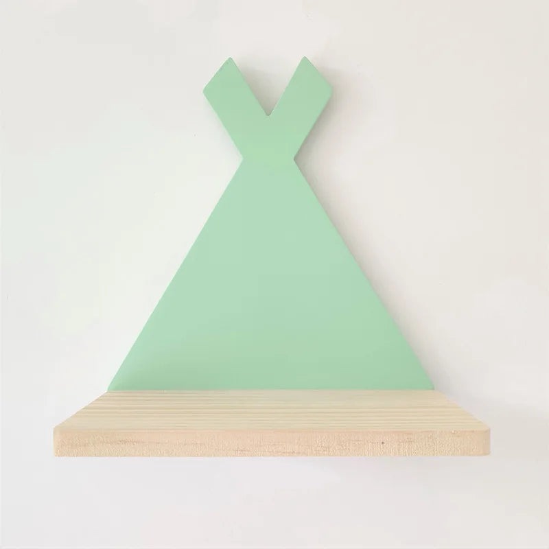 Nordic Wooden Wall Shelf for Kids – Cute Rabbit & Bear Storage Rack for Baby & Children’s Rooms