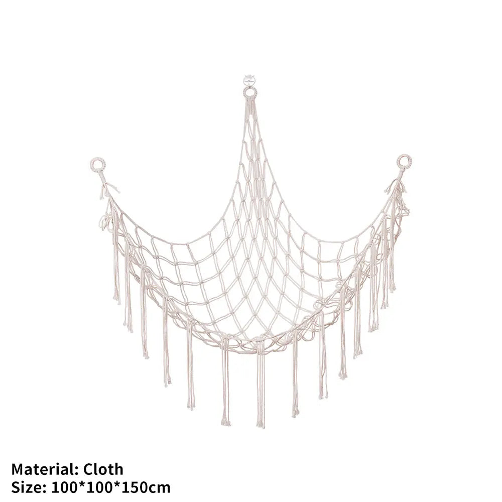 Cotton Rope Hanging Toy Hammock – Woven Mesh Organizer for Nursery & Kids’ Room