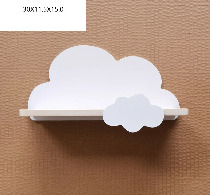 Cloud Wall-Mounted Kids Bookshelf – Wooden Toy & Book Display Shelf for Children’s Room
