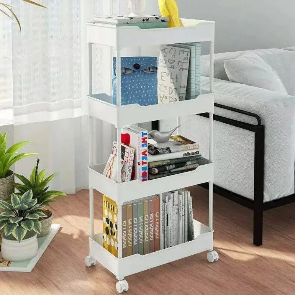 Kids Multi-Layer Storage Trolley with Wheels for Books & Toys