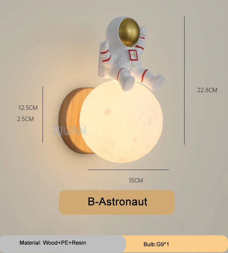 Cartoon Bear, Rabbit & Moon LED Wall Lamp – Kids’ Bedroom Night Light & Nursery Decor