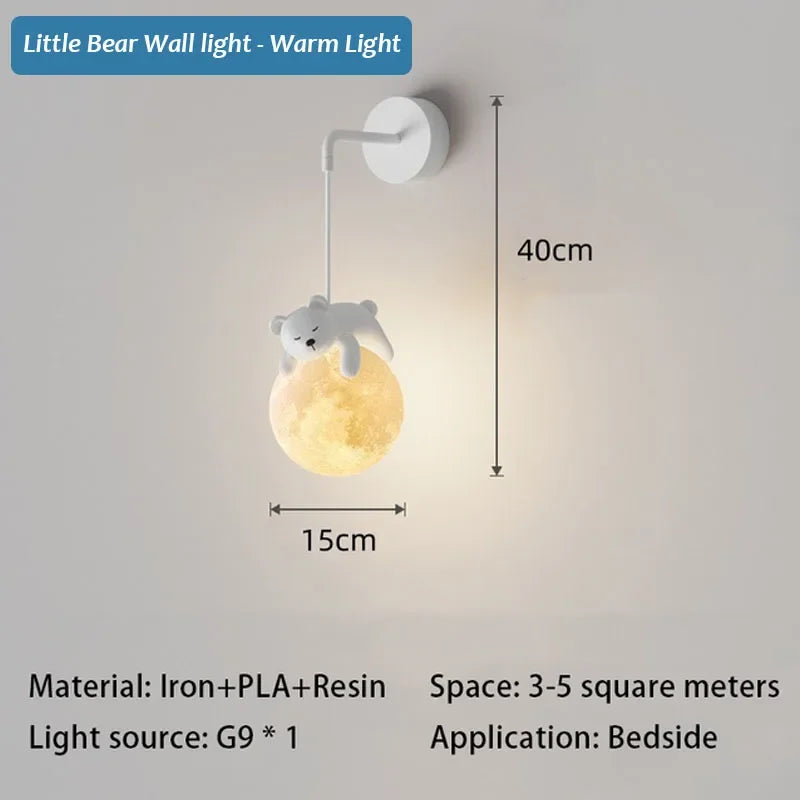 Cartoon Polar Bear LED Wall Lamp – Cute Night Light for Kids’ Bedroom & Nursery