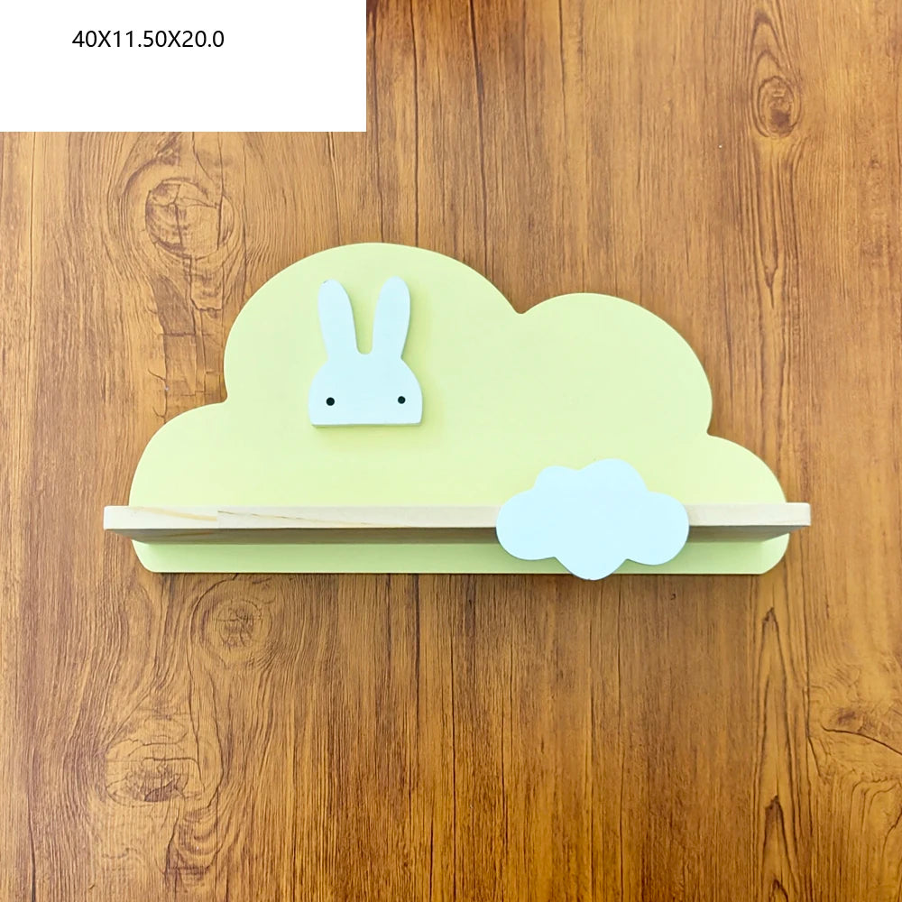 Cloud Wall-Mounted Kids Bookshelf – Wooden Toy & Book Display Shelf for Children’s Room