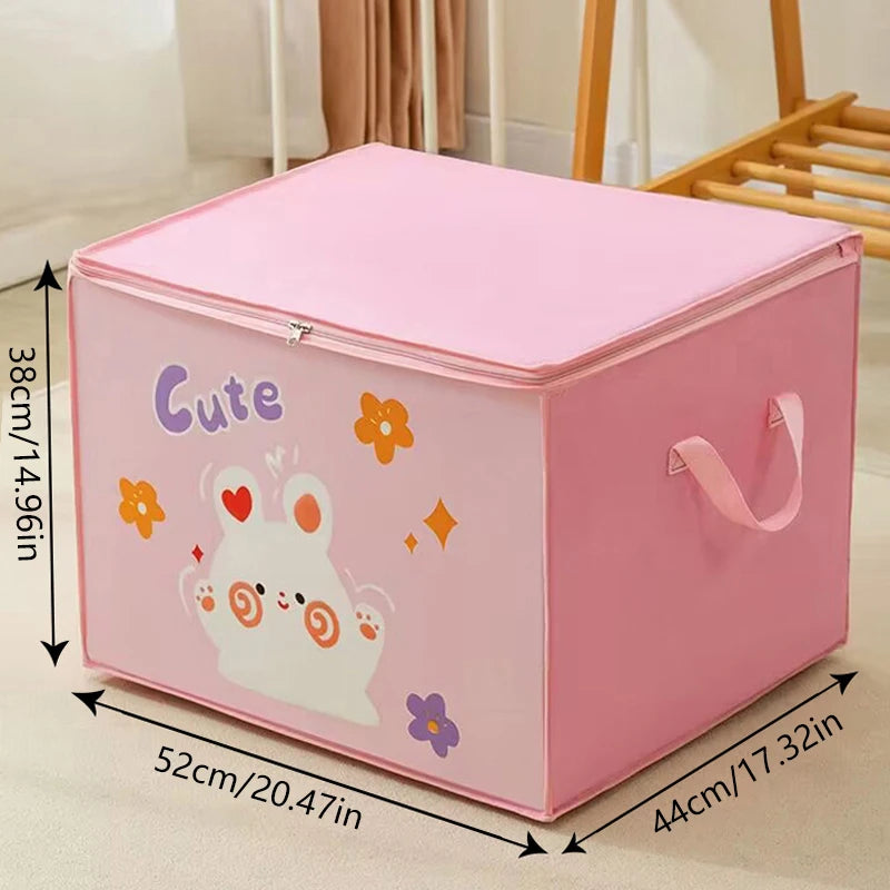 Foldable Kids’ Toy Storage Basket – Felt Fabric Organizer with Cartoon Animal Designs