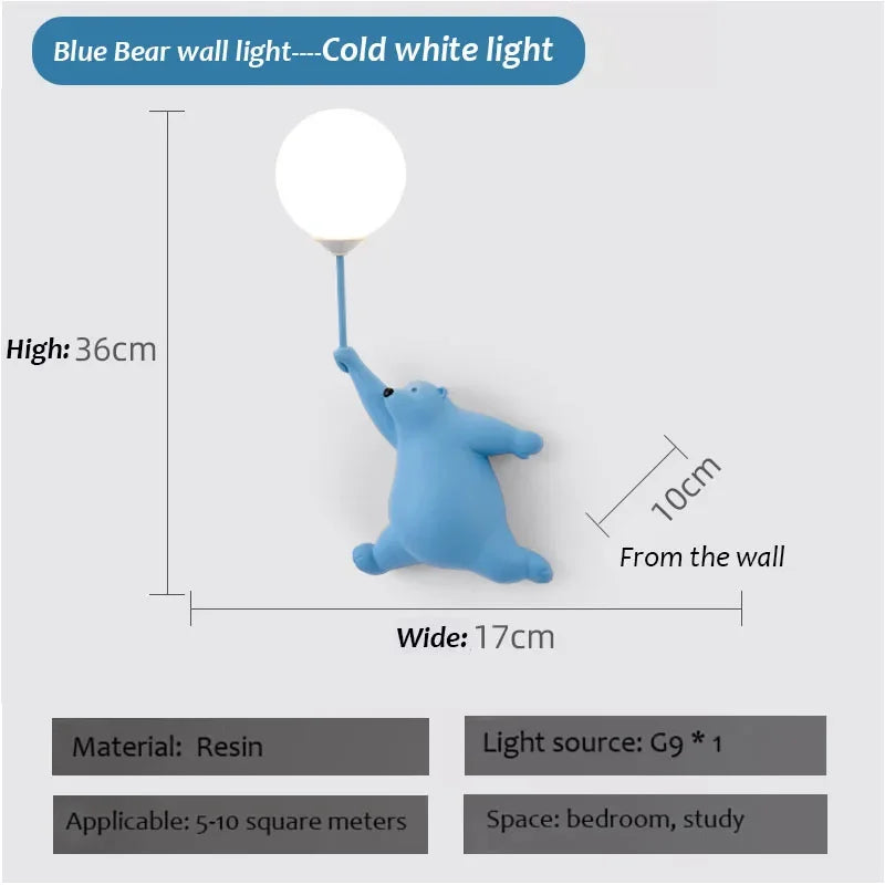 Cartoon Polar Bear LED Wall Lamp – Cute Night Light for Kids’ Bedroom & Nursery