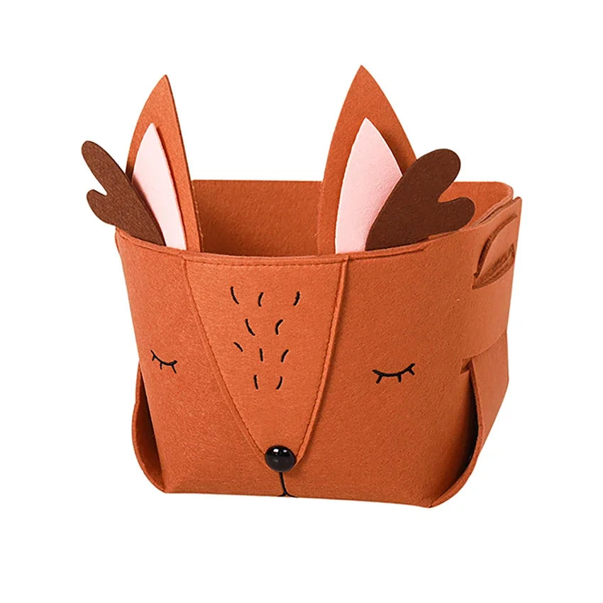 Cute Cartoon Animal Felt Storage Box – Foldable Organizer for Kids’ Toys & Nursery Essentials
