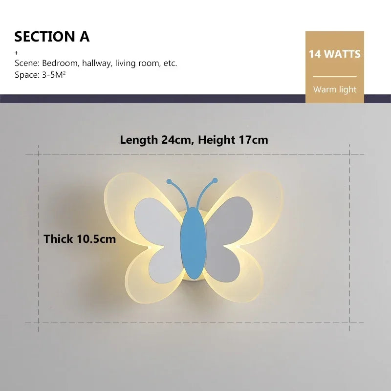 Butterfly LED Wall Lamp – Kids’ Bedroom & Bedside Creative Wall Light