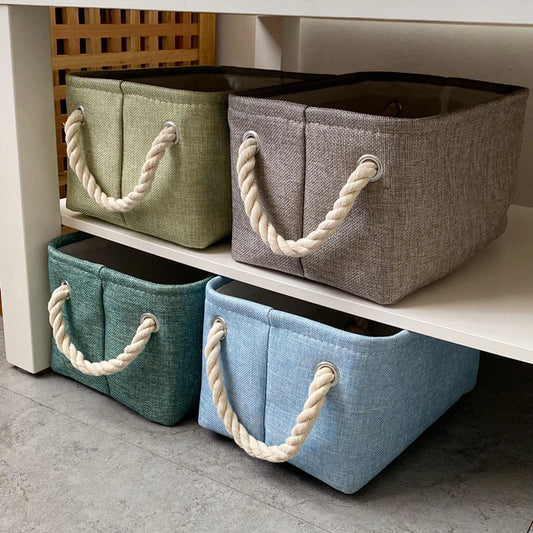Double-Layer Linen Storage Basket – Organizer for Baby Toys, Clothes, and Nursery Essentials