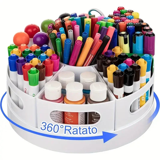 360° Rotating Desk Organizer with 7 Removable Bins – Kids’ Room Storage