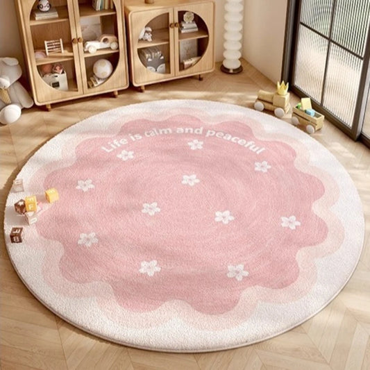 Soft Cream-Style Round Rug for Children’s Bedroom & Playroom