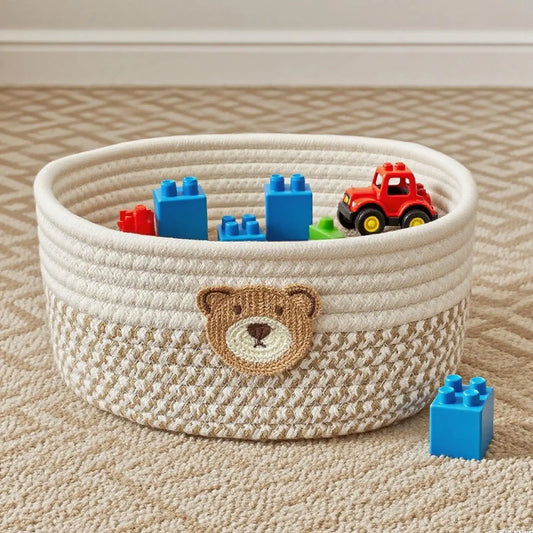 Rope Woven Toy & Storage Basket – Organizer for Kids’ Toys, Clothes & Nursery Essentials