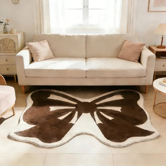 Girly Pink Bow Fluffy Rug – Soft Plush Bedside Carpet for Kids’ Rooms