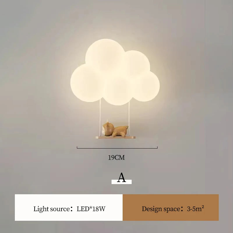 Cartoon LED Wall Lamp – Monkey, Rabbit & Cloud, Kids’ Room Night Light