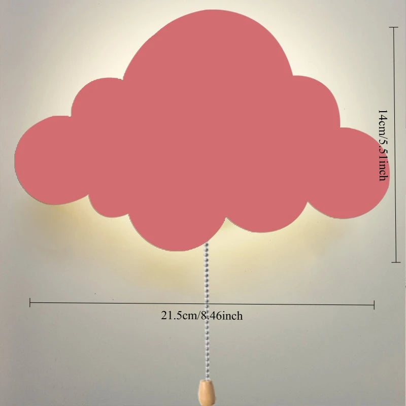 Cartoon Moon & Cloud LED Wall Lamp – Wireless Bedside Light for Kids’ Room
