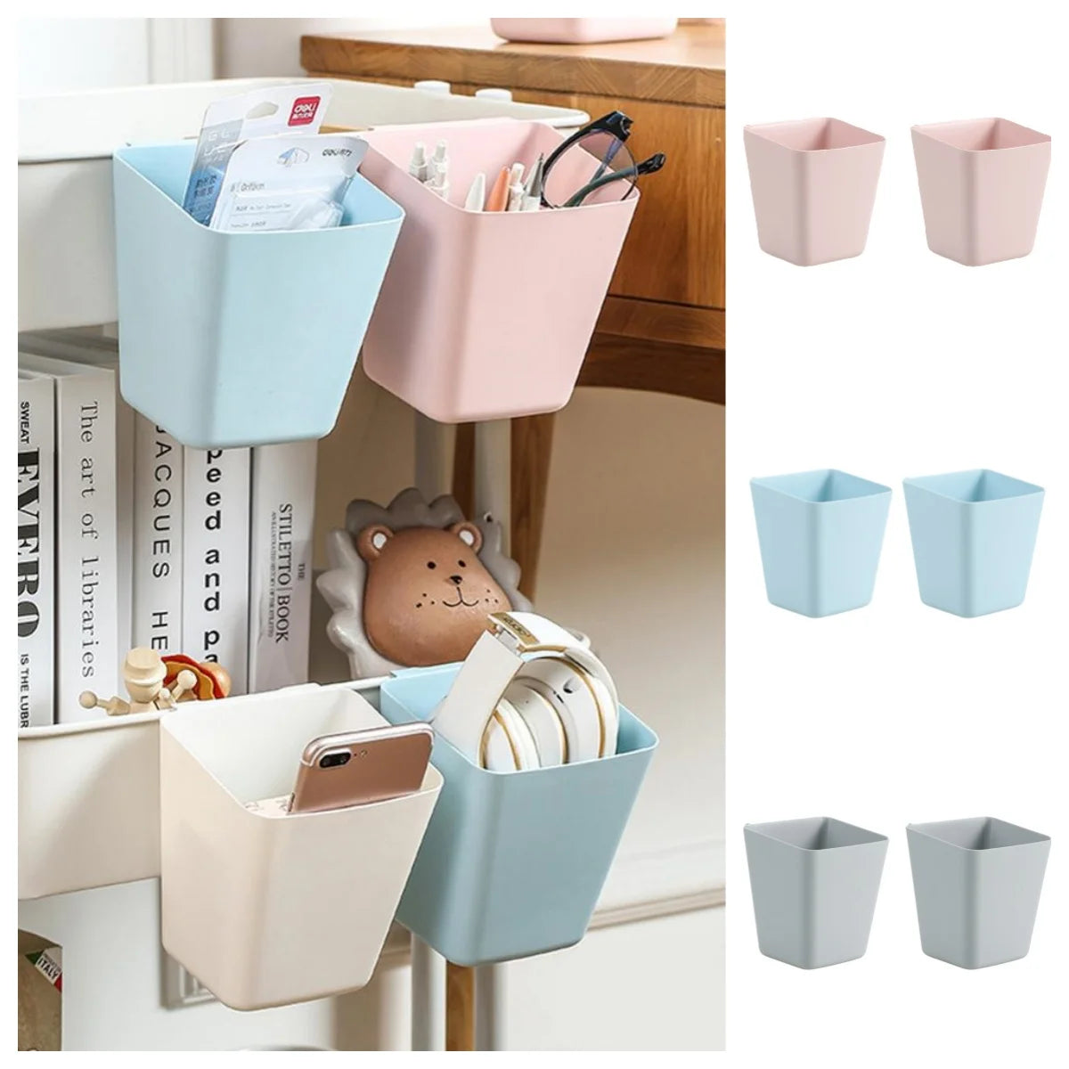 2-Pack Hanging Wall Buckets – Kids’ Room Storage for Toys, Art Supplies & Accessories