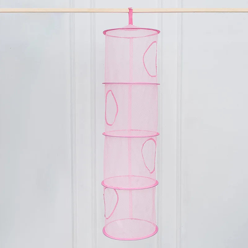 Plush Animal Hanging Toy Storage Hammock – Foldable 4-Compartment Organizer for Kids’ Room