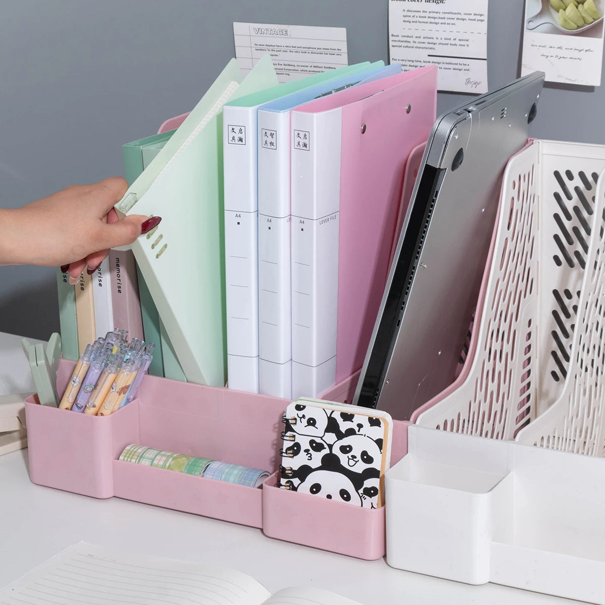 4-Compartment Desktop File & Pen Organizer – Kids’ Room Storage for Books & School Supplie