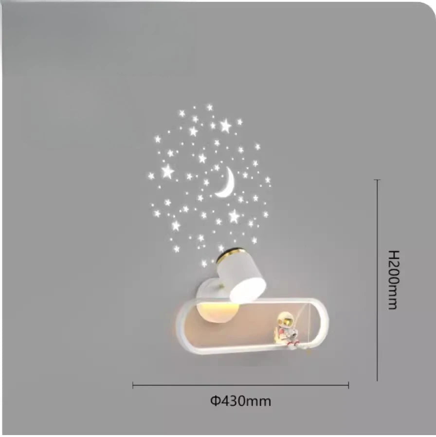 Astronaut LED Wall Lamp – Kids’ Bedroom & Bedside Night Light with Starry Sky Projection