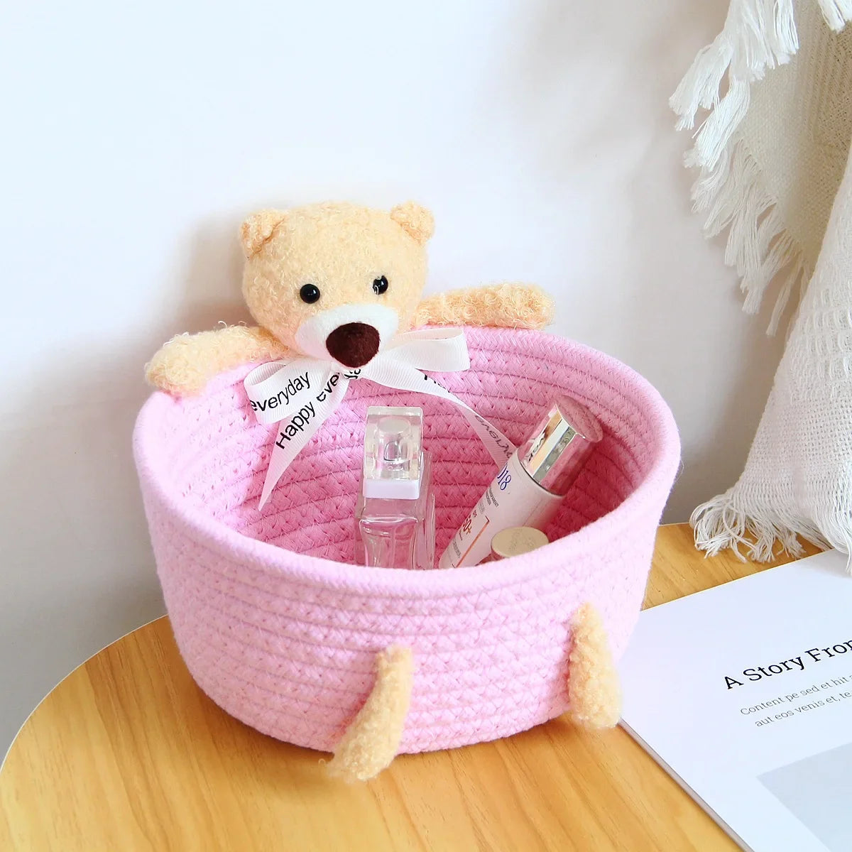 Cartoon Weave Storage Basket – Organizer for Kids’ Toys, Snacks & Small Accessories