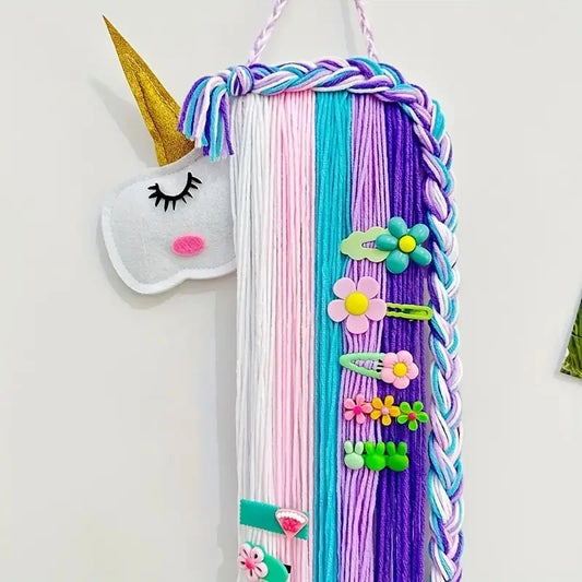 Unicorn Wall-Mounted Hair Accessories Organizer – Kids’ Room Storage for Hair Clips & Hairbands