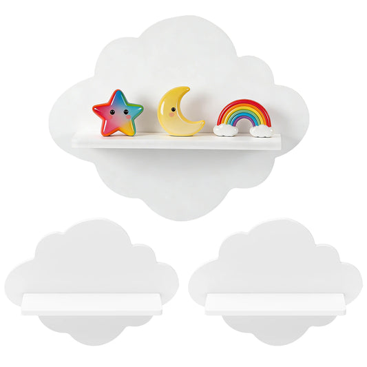 3-Piece Cloud Floating Wall Shelves for Kids’ Room – Toy & Book Organizer