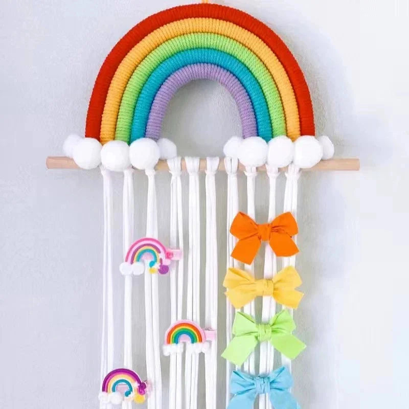 Rainbow Hair Accessories Organizer – Kids’ Room Storage for Headbands, Hair Clips & Tassel Pendants