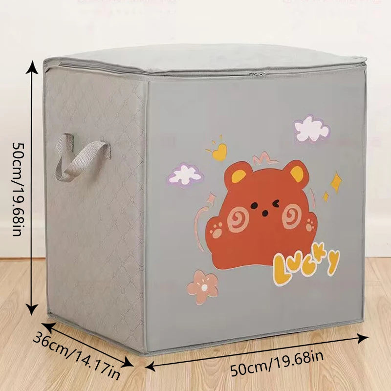 Foldable Kids’ Toy Storage Basket – Felt Fabric Organizer with Cartoon Animal Designs