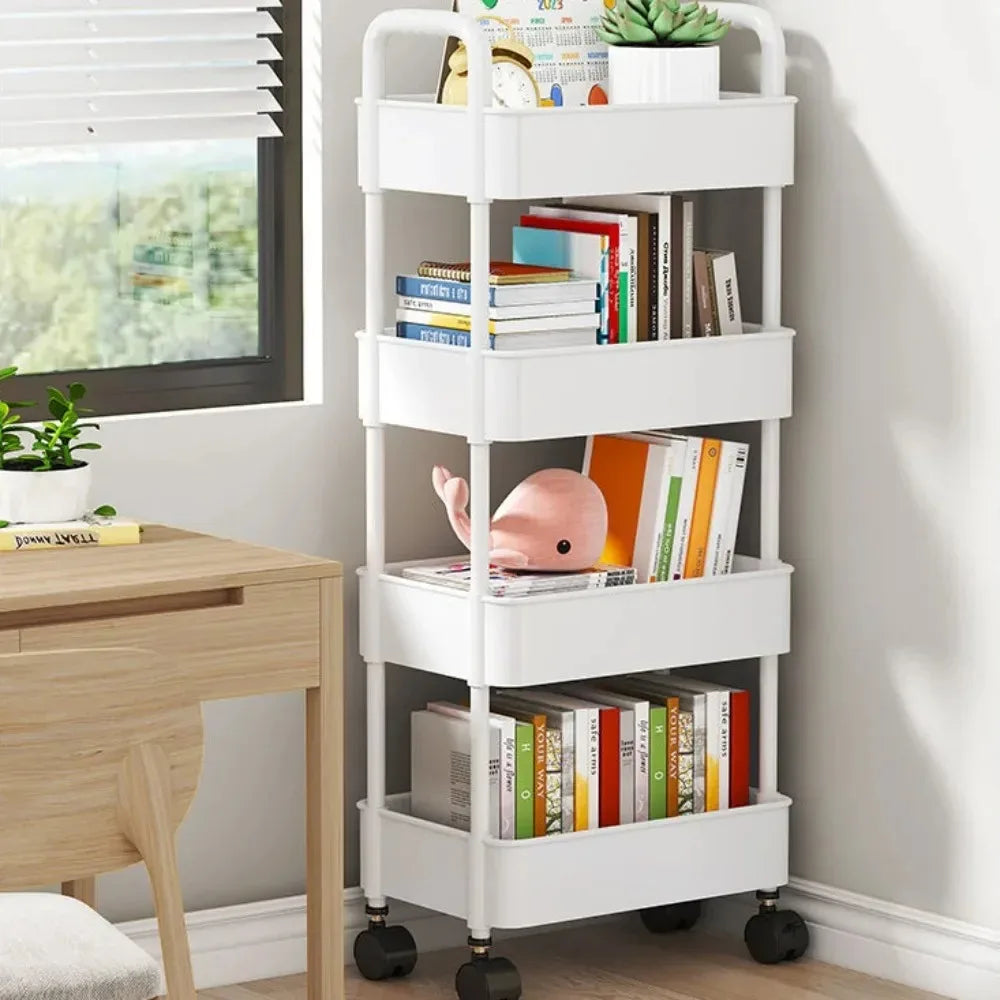 Kids Multi-Layer Storage Trolley with Wheels for Books & Toys