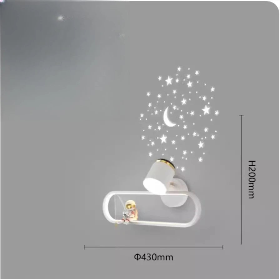 Astronaut LED Wall Lamp – Kids’ Bedroom & Bedside Night Light with Starry Sky Projection