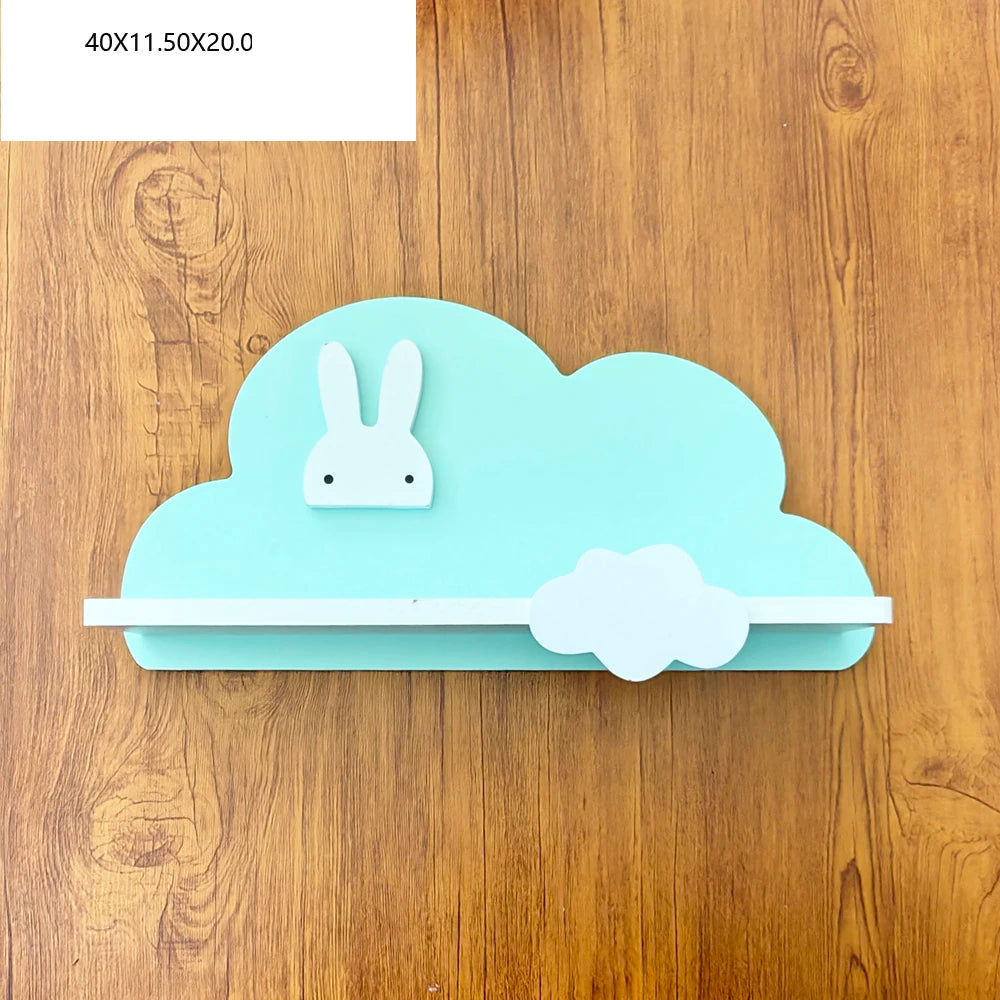 Cloud Wall-Mounted Kids Bookshelf – Wooden Toy & Book Display Shelf for Children’s Room