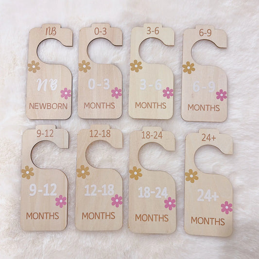 8Pc Baby Closet Dividers – Wooden Clothes Size Organizers for Girls’ Nursery