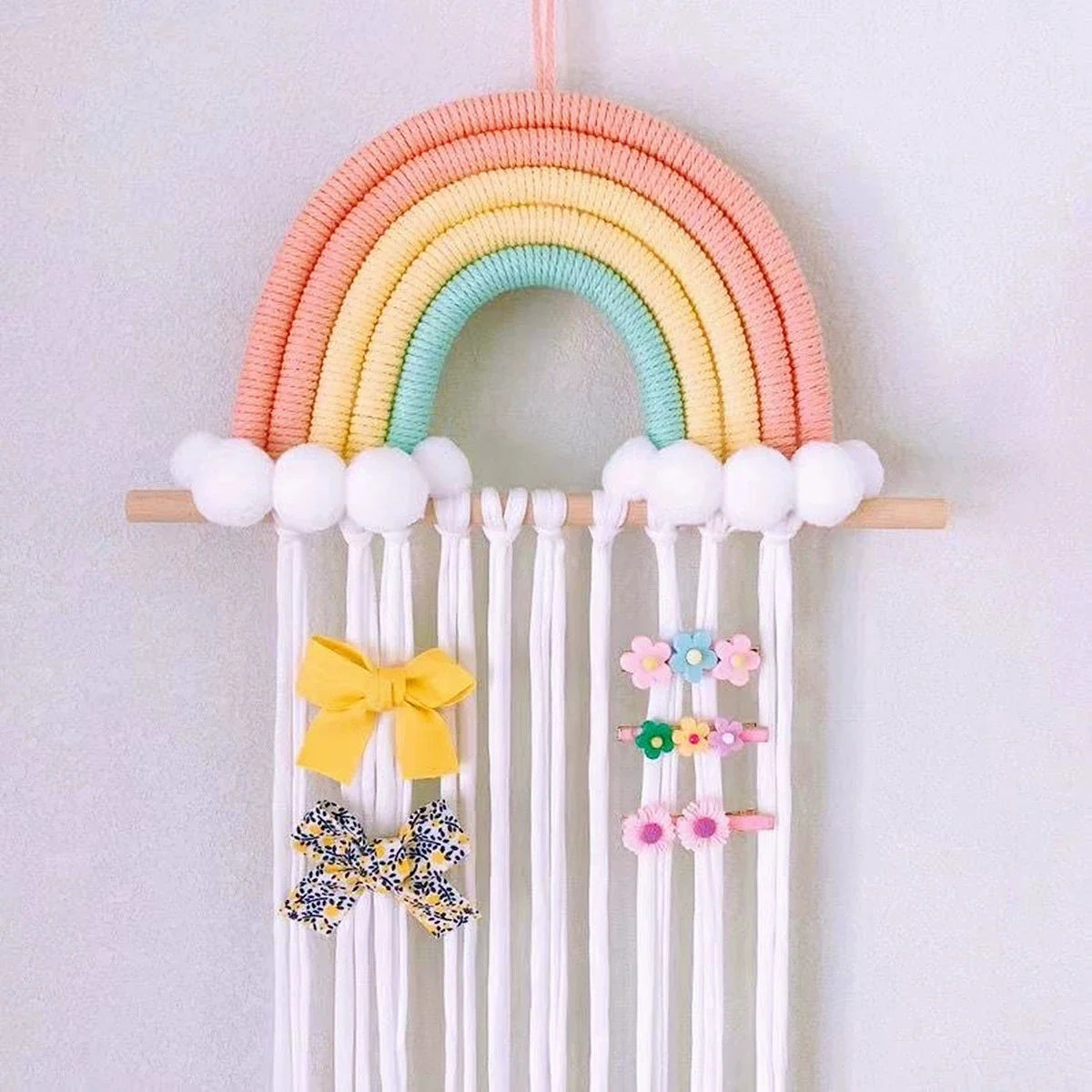 Rainbow Hair Accessories Organizer – Kids’ Room Storage for Headbands, Hair Clips & Tassel Pendants