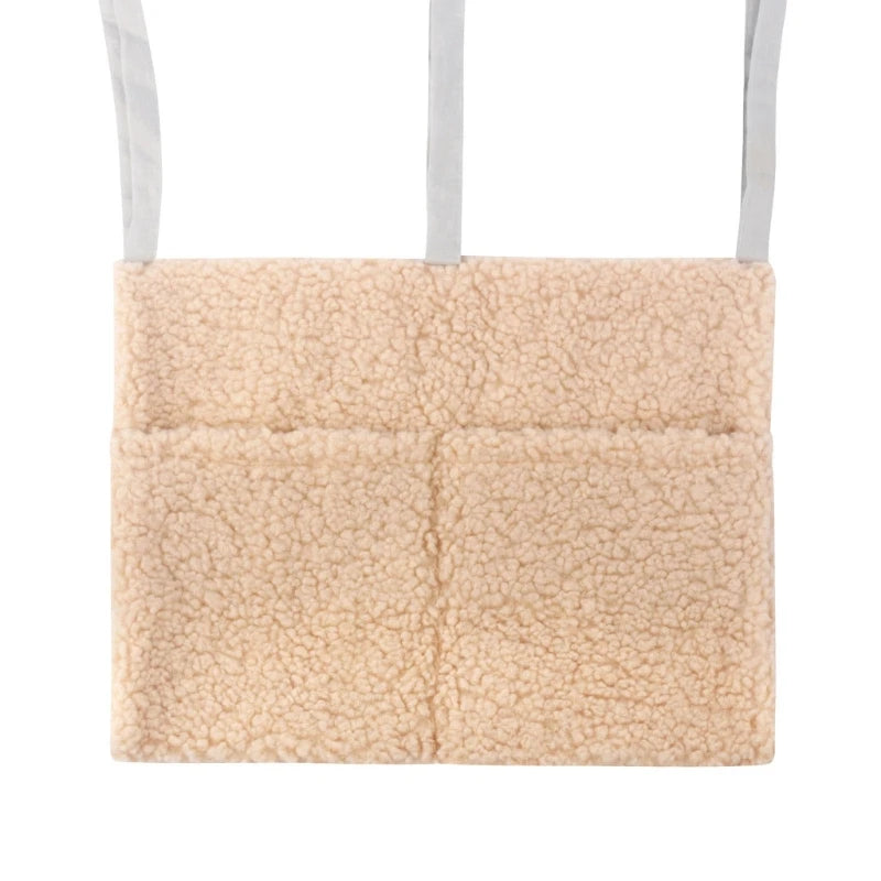 Plush Baby Crib Hanging Storage Organizer with Double Pockets